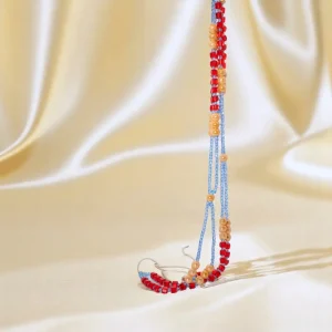 Baya Bleu/Gris Perles Rouges et Doré